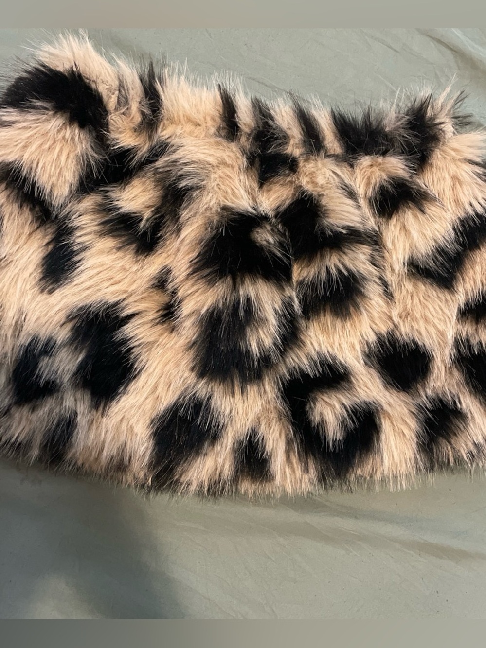 Leopard Print Faux Fur skirt - Black and Tan